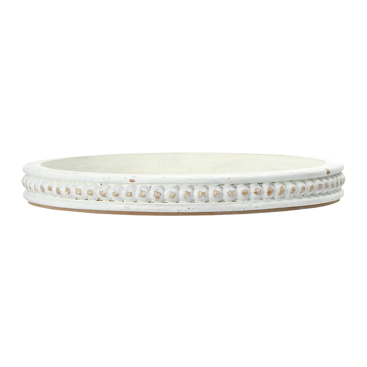 Hello Honey® 16" Decorative Round Wood Tray with Hobnail Edge